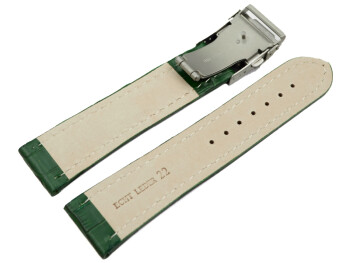 Faltschließe Uhrenarmband Leder Kroko grün wN 22mm Stahl