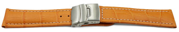 Faltschließe Uhrenarmband Leder Kroko orange wN 22mm Stahl
