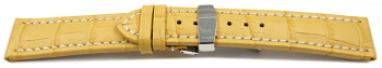 Uhrenarmband Kippfaltschließe Leder Kroko gelb 20mm Schwarz