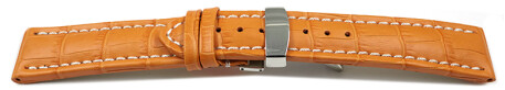 Uhrenarmband Kippfaltschließe Leder Kroko orange 18mm Schwarz