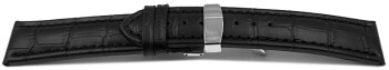 Uhrenarmband Kippfaltschließe Leder Kroko schwarz TiT 18mm Schwarz