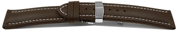 XL Uhrenarmband Kippfaltschließe Glatt dunkelbraun 22mm Schwarz