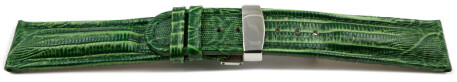 Uhrenarmband Kippfaltschließe Leder Teju look grün 22mm Schwarz