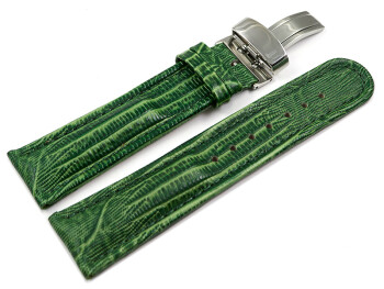 Uhrenarmband Kippfaltschließe Leder Teju look grün 24mm Schwarz