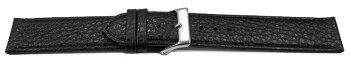 Uhrenarmband weiches Leder genarbt schwarz 12mm Stahl
