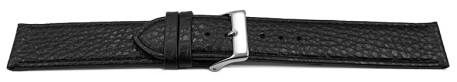 Uhrenarmband weiches Leder genarbt schwarz 16mm Stahl