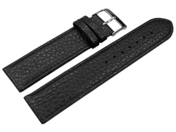 Uhrenarmband weiches Leder genarbt schwarz 22mm Stahl