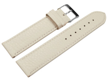 Uhrenarmband weiches Leder genarbt creme 12mm Stahl