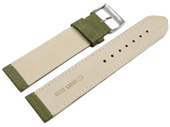 Uhrenarmband weiches Leder genarbt olive 14mm Gold