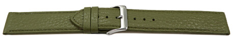 Uhrenarmband weiches Leder genarbt olive 20mm Stahl