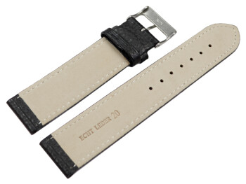 XL Uhrenarmband weiches Leder genarbt schwarz 14mm Stahl