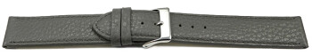 XL Uhrenarmband weiches Leder genarbt dunkelgrau 12mm Stahl