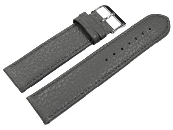 XL Uhrenarmband weiches Leder genarbt dunkelgrau 12mm Stahl