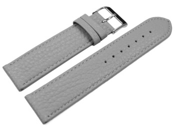 XL Uhrenarmband weiches Leder genarbt hellgrau 12mm Schwarz