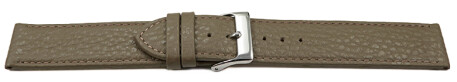 XL Uhrenarmband weiches Leder genarbt taupe 12mm Stahl
