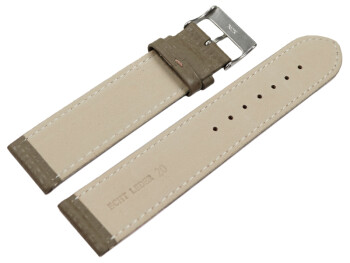 XL Uhrenarmband weiches Leder genarbt taupe 12mm Stahl