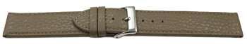 XL Uhrenarmband weiches Leder genarbt taupe 14mm Stahl