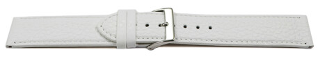 XL Uhrenarmband weiches Leder genarbt weiß 12mm Stahl