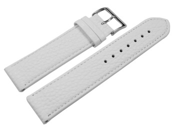 XL Uhrenarmband weiches Leder genarbt weiß 12mm Stahl
