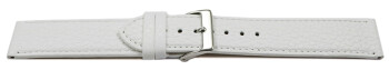XL Uhrenarmband weiches Leder genarbt weiß 14mm Stahl