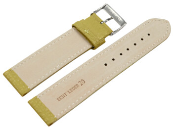 XL Uhrenarmband weiches Leder genarbt limette 18mm Gold