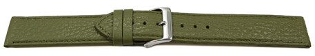 XL Uhrenarmband weiches Leder genarbt olive 12mm Stahl