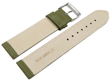 XL Uhrenarmband weiches Leder genarbt olive 14mm Stahl