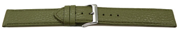 XL Uhrenarmband weiches Leder genarbt olive 16mm Stahl