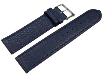 XL Uhrenarmband weiches Leder genarbt dunkelblau 12mm Stahl
