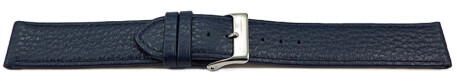 XL Uhrenarmband weiches Leder genarbt dunkelblau 14mm Stahl