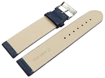 XL Uhrenarmband weiches Leder genarbt dunkelblau 16mm Stahl