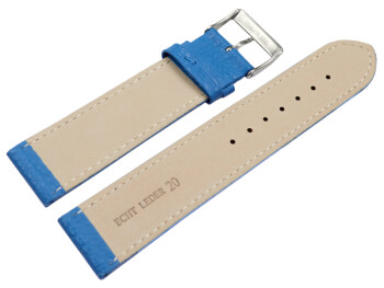 XL Uhrenarmband weiches Leder genarbt meerblau 12mm Stahl