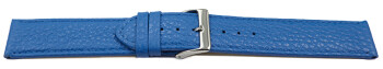 XL Uhrenarmband weiches Leder genarbt meerblau 18mm Stahl