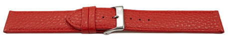 XL Uhrenarmband weiches Leder genarbt rot 12mm Stahl