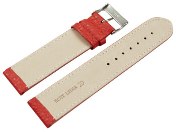 XL Uhrenarmband weiches Leder genarbt rot 18mm Schwarz