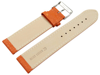 XL Uhrenarmband weiches Leder genarbt orange 14mm Stahl