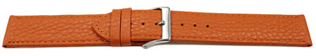 XL Uhrenarmband weiches Leder genarbt orange 18mm Stahl