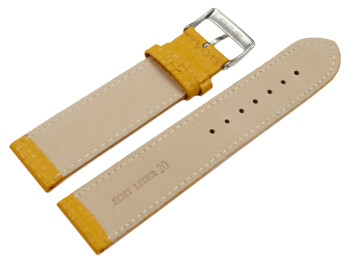 XL Uhrenarmband weiches Leder genarbt senf 16mm Stahl