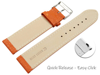 Schnellwechsel Uhrenarmband weiches Leder genarbt orange 12mm Stahl