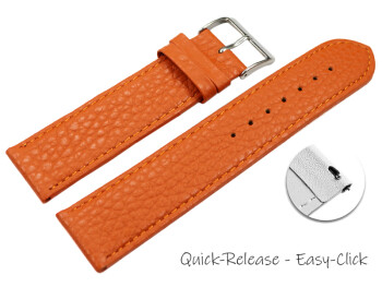 Schnellwechsel Uhrenarmband weiches Leder genarbt orange 20mm Stahl