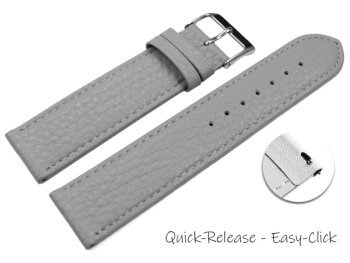 XL Schnellwechsel Uhrenarmband weiches Leder genarbt hellgrau 12mm Stahl