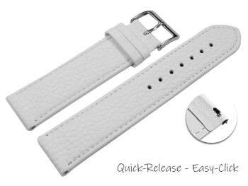 XL Schnellwechsel Uhrenarmband weiches Leder genarbt weiß 20mm Stahl