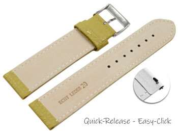 XL Schnellwechsel Uhrenarmband weiches Leder genarbt limette 12mm Gold