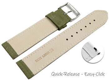 XL Schnellwechsel Uhrenarmband weiches Leder genarbt olive 14mm Stahl