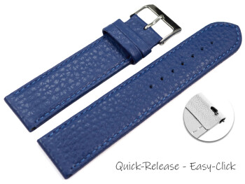 XL Schnellwechsel Uhrenarmband weiches Leder genarbt navy blau 20mm Stahl