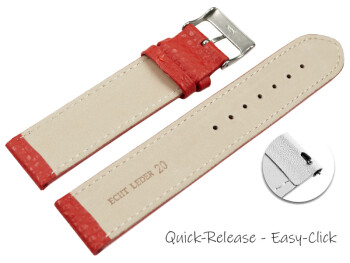 XL Schnellwechsel Uhrenarmband weiches Leder genarbt rot 12mm Stahl