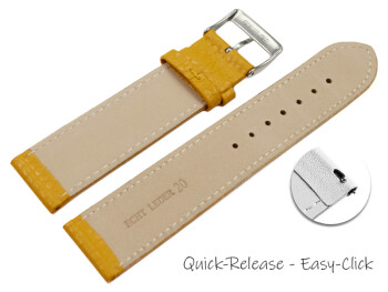 XL Schnellwechsel Uhrenarmband weiches Leder genarbt senf 12mm Gold