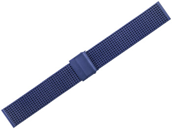 Milanaise Uhrenarmband aus Edelstahl poliert blau 14mm...