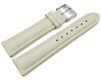 Uhrenarmband echt Leder gepolstert genarbt Creme 18mm 20mm 22mm 24mm 26mm 28mm