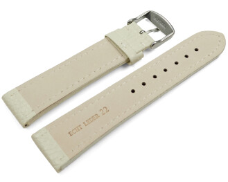 Uhrenarmband echt Leder gepolstert genarbt Creme 18mm...